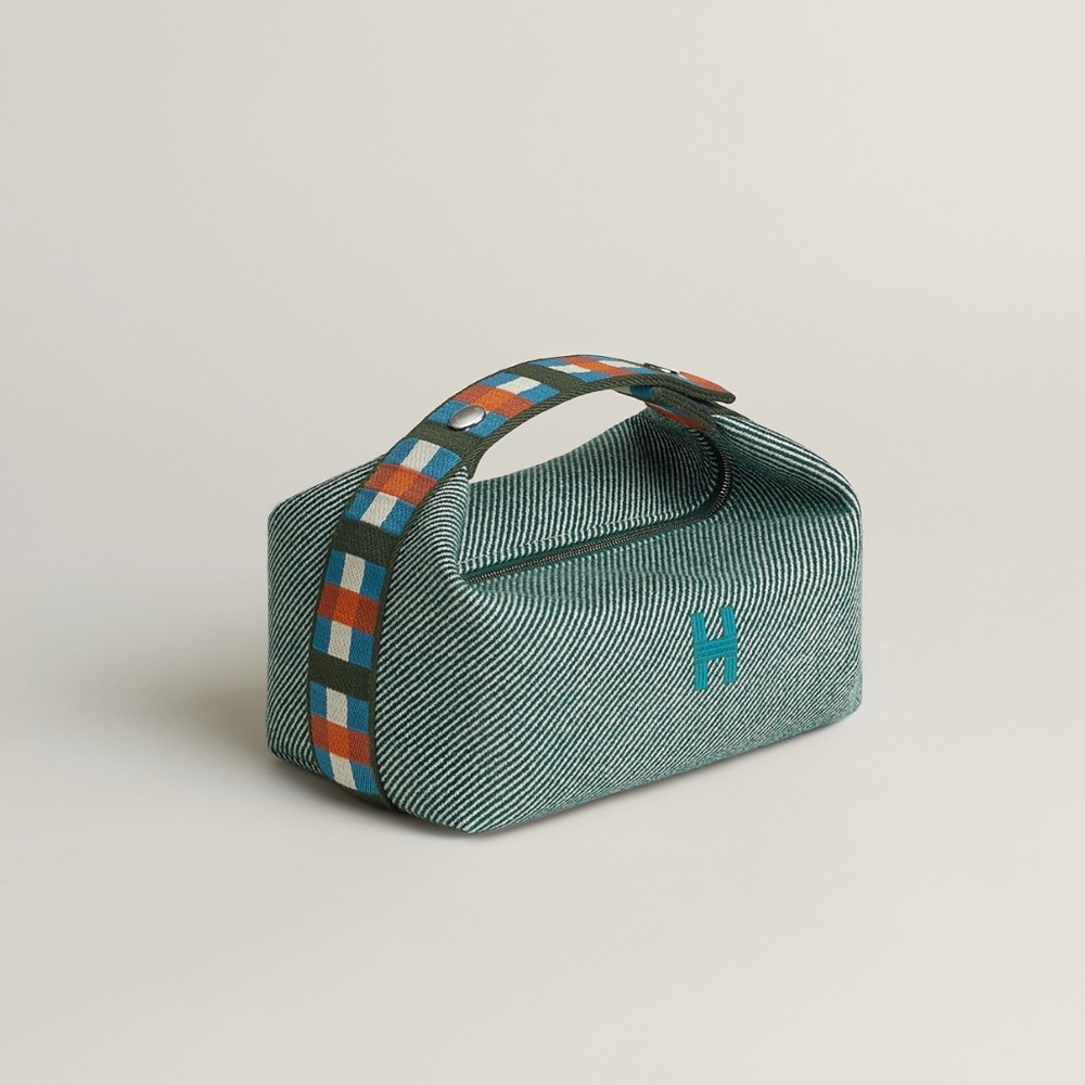 Brand New Hermes Bride-a-Brac au Carre case, small model Vert Forêt